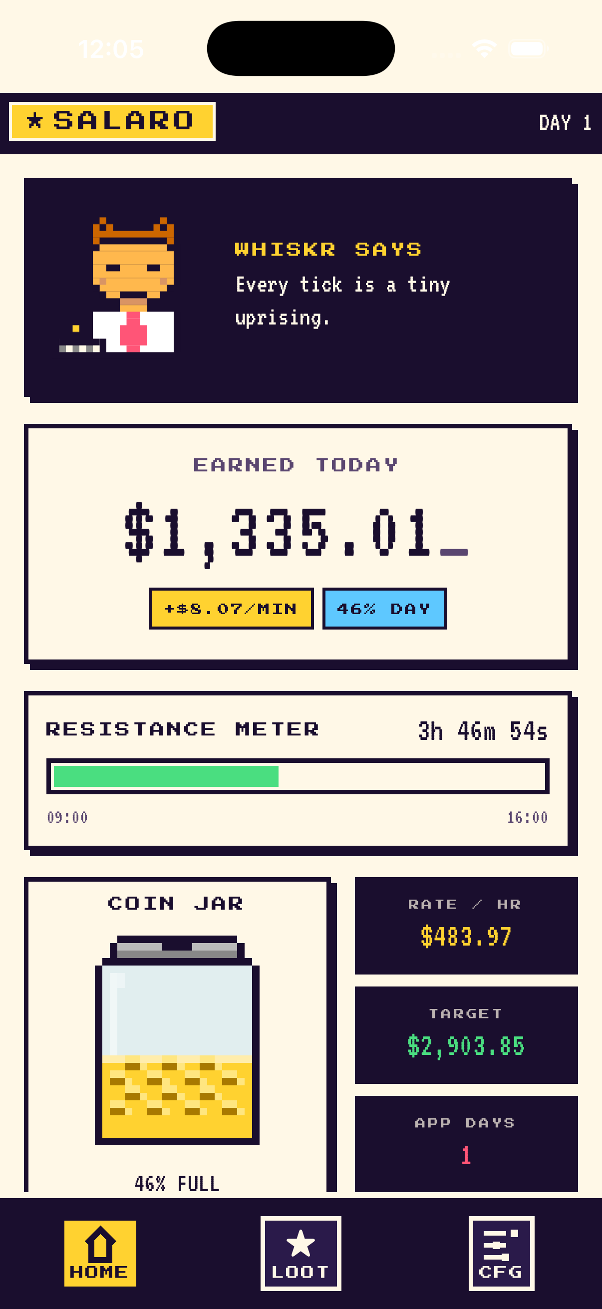 Salaro live pay home screen